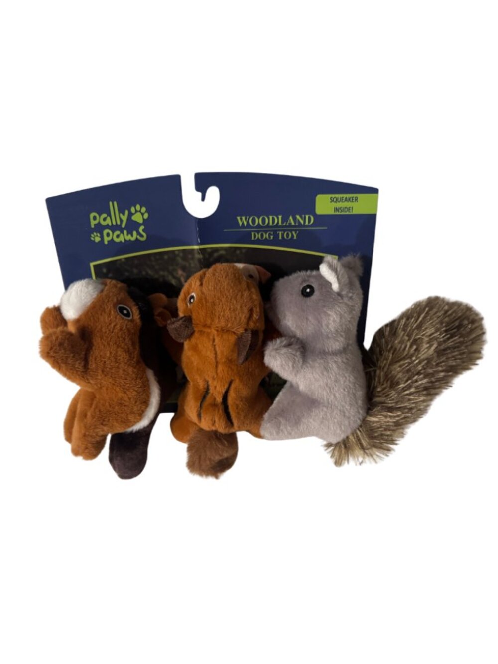 Pally Paws Woodland Dog Toy Plush Squeaker 3 Pack Beaver Chipmunk Squirrel NWT